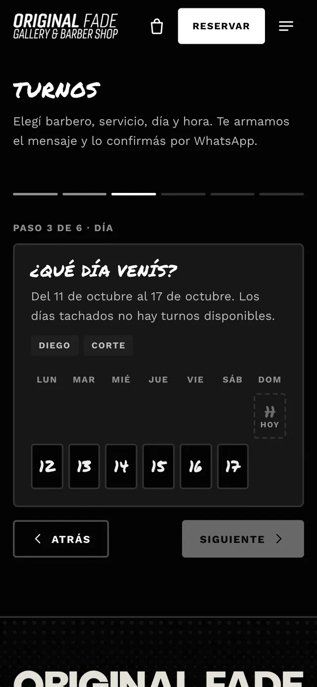 Tercer paso: elegir el día en un calendario de la semana